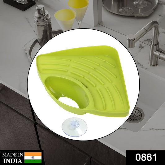 Wukusy triangular sink strainer basket with multi-functional drain shelf for kitchen corner use, made of durable material.