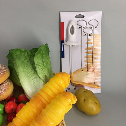 Wukusy home kitchen potato spiral cutter set with four spits for creating twisted potato fries and spiral vegetables.