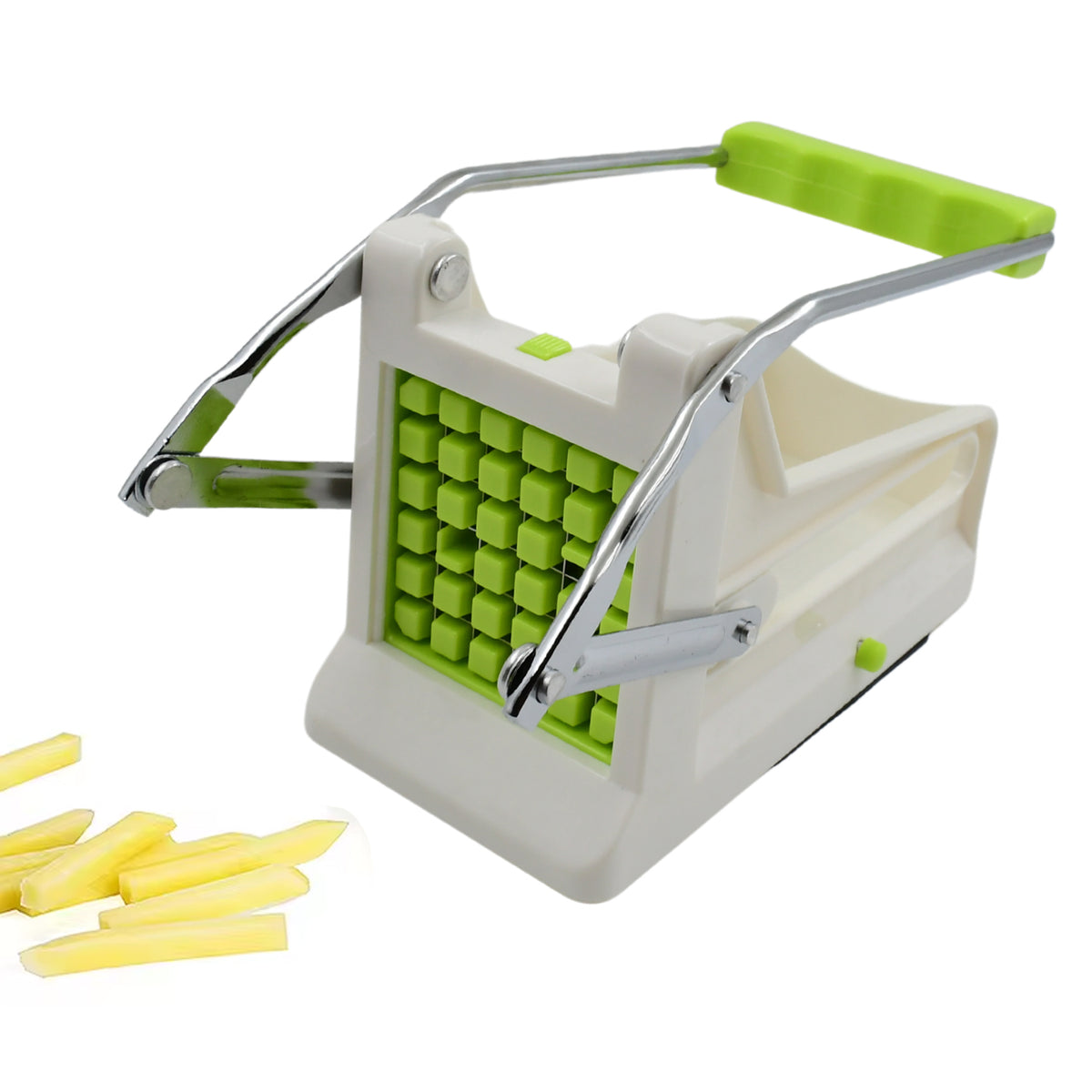 Wukusy French fry cutter made of stainless steel, designed for cutting potatoes, vegetables, onions, carrots, cucumbers, and fruits.