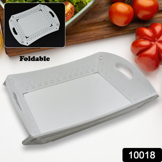 Wukusy foldable plastic serving tray with handle for food, kitchen, outdoor use, ideal for restaurants and home dining.