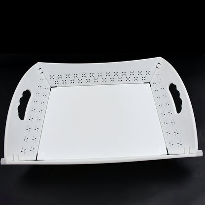 Wukusy foldable plastic serving tray with handle, ideal for food service, kitchen use, outdoor dining, and restaurant settings.