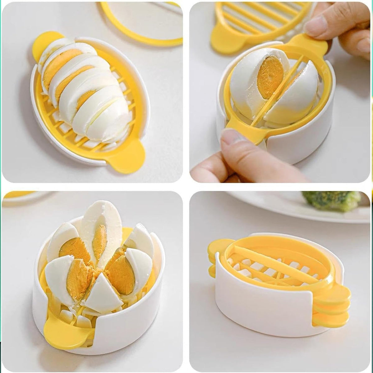 Wukusy 3-in-1 egg slicer for boiled and preserved eggs, kitchen tool with stainless steel blades, suitable for home and restaurant use
