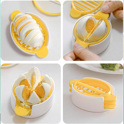 Wukusy 3-in-1 egg slicer for boiled and preserved eggs, kitchen tool with stainless steel blades, suitable for home and restaurant use