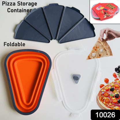 Wukusy reusable pizza storage containers with five microwavable silicone trays, expandable and adjustable for home or outdoor pizza packing.