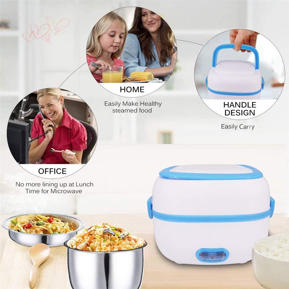 Wukusy electric lunch box with stainless steel compartments, portable food warmer, 220V, 200W for car, truck, or office use