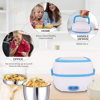 Wukusy electric lunch box with stainless steel compartments, portable food warmer, 220V, 200W for car, truck, or office use