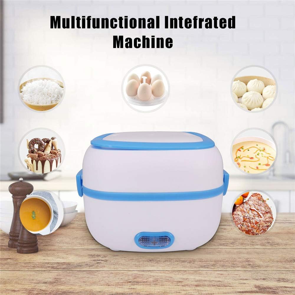 Wukusy electric lunch box with removable stainless steel compartments, portable food warmer, 220V, 200W for car, truck, or office use.