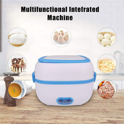 Wukusy electric lunch box with removable stainless steel compartments, portable food warmer, 220V, 200W for car, truck, or office use.