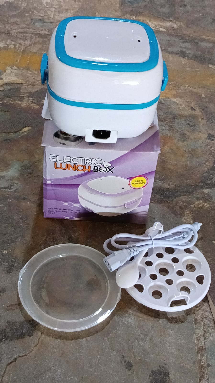 Wukusy electric lunch box with stainless steel compartments, portable food warmer, 220V, 200W for car, truck, or office use