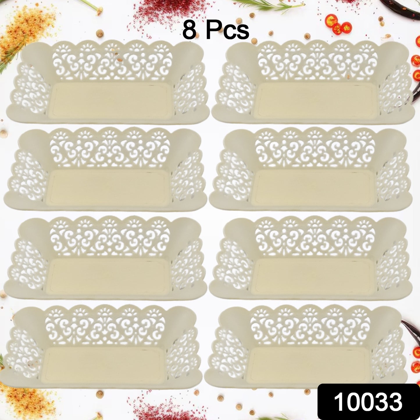 Set of 8 Wukusy rectangle plastic dinner plates for snacks, breakfast, or serving trays in home, restaurant, or office settings.