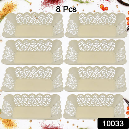 Set of 8 Wukusy rectangle plastic dinner plates for snacks, breakfast, or serving trays in home, restaurant, or office settings.