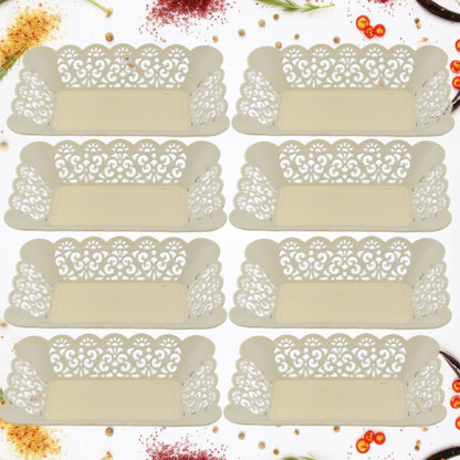 Set of 8 Wukusy rectangle plastic dinner plates for snacks, breakfast, and serving in home, restaurant, or office settings.