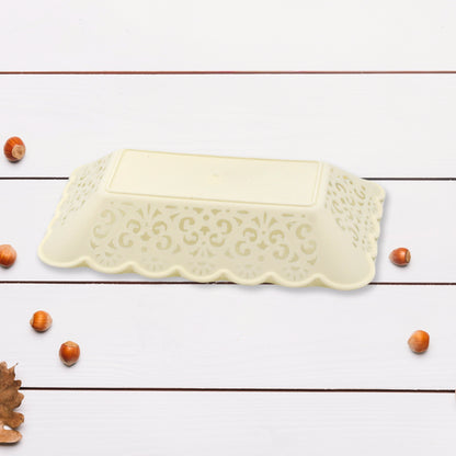 Set of 8 Wukusy rectangle plastic dinner plates for snacks, breakfast, and serving trays in home, restaurant, or office settings.