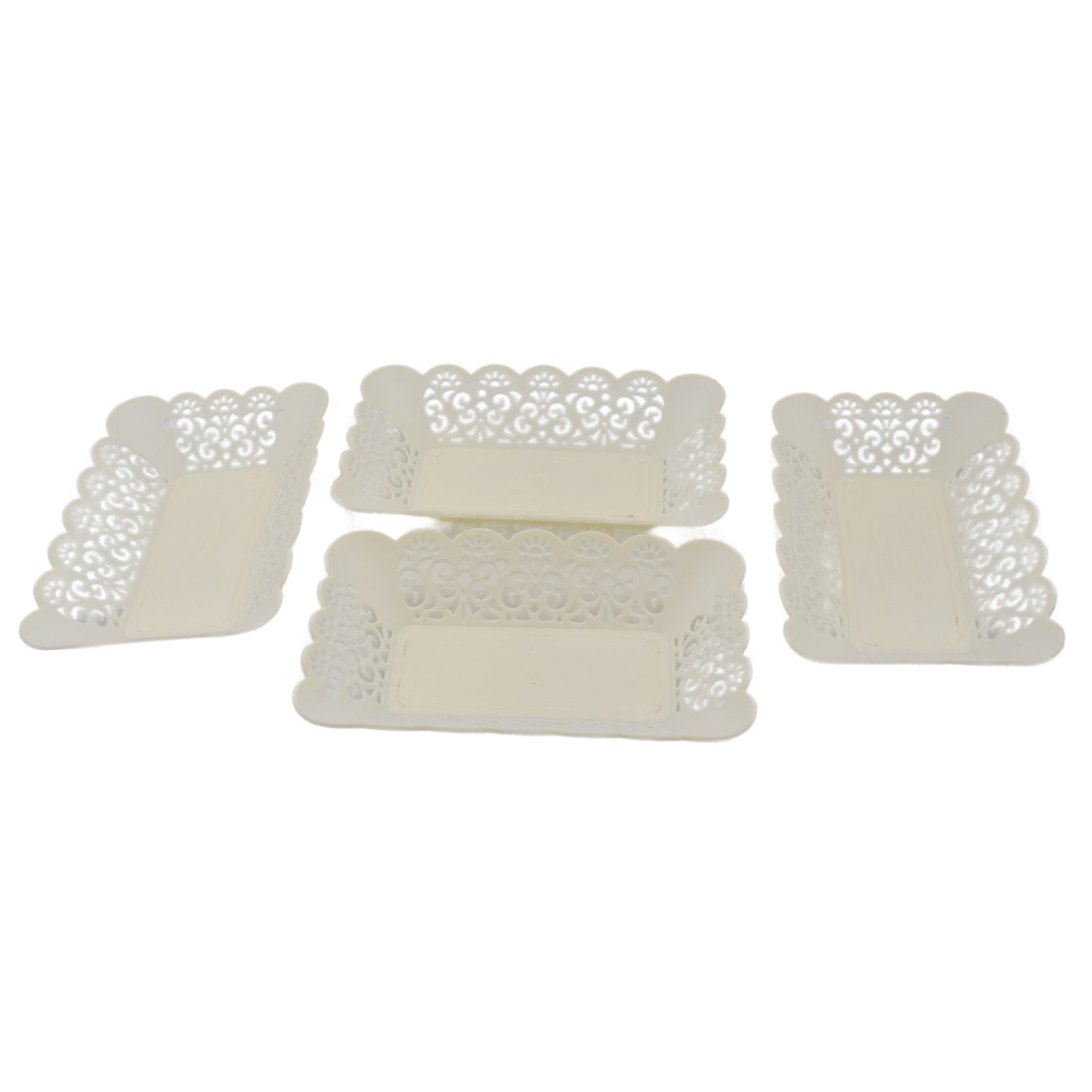 Set of 8 Wukusy rectangular plastic dinner plates for snacks, breakfast, and serving trays in home, kitchen, or restaurant settings