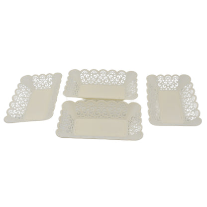Set of 8 Wukusy rectangular plastic dinner plates for snacks, breakfast, and serving trays in home, kitchen, or restaurant settings