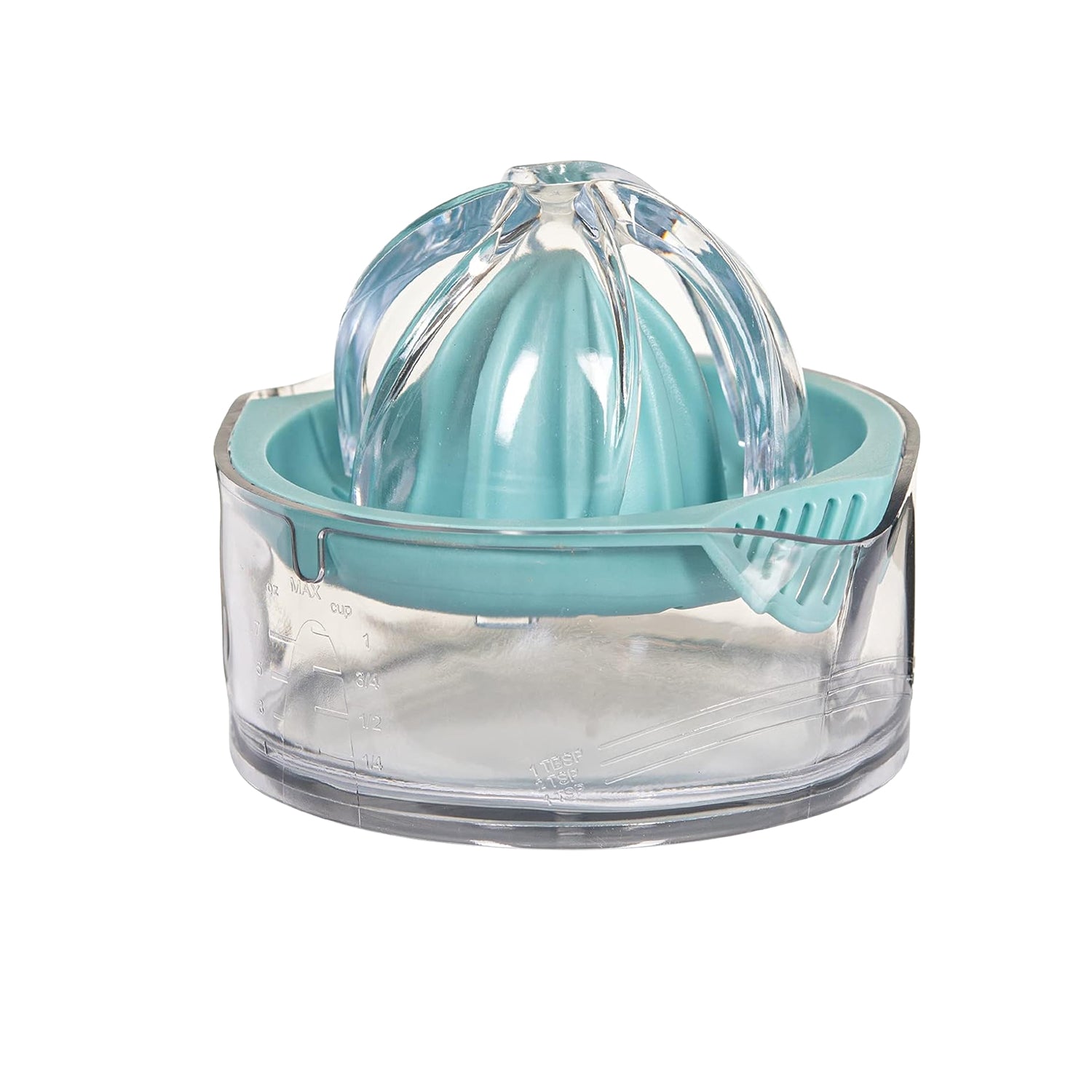 Wukusy manual citrus juicer and squeezer for orange, lemon, lime; BPA-free plastic with lid, ideal for fresh fruit juice extraction.