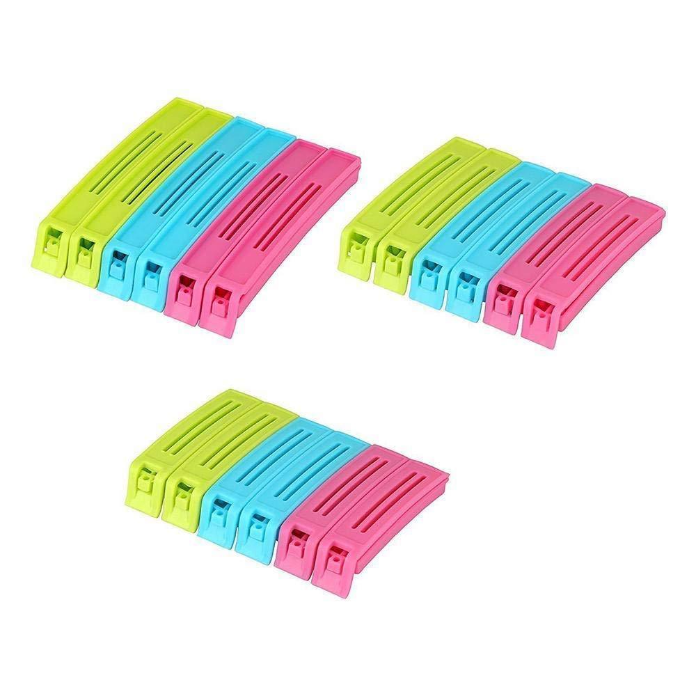 Set of 18 multicolour plastic snack bag clips and sealers by Wukusy for home kitchen storage.