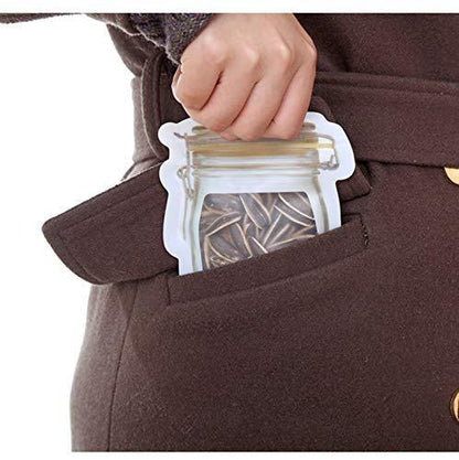 Wukusy 150ml reusable plastic mason jar with airtight seal for food storage, featuring a zipper lid for secure closure.