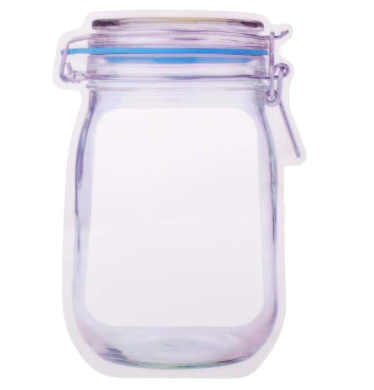 Wukusy 1075 reusable airtight seal plastic food storage mason jar with zipper, 1000ml for kitchen organization and food preservation