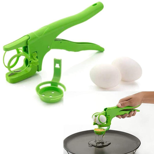 Wukusy plastic handheld egg cracker with separator for easy egg breaking and shell removal in home and kitchen use