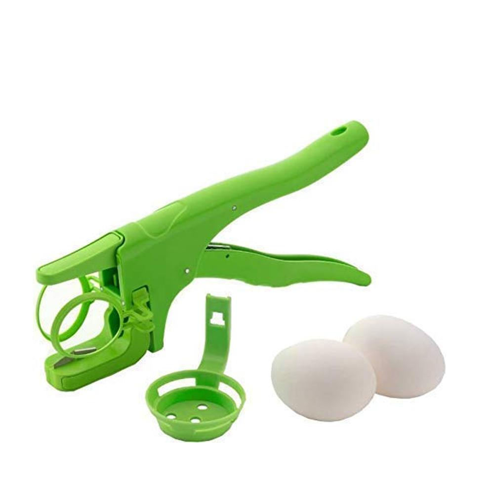 Wukusy plastic handheld egg cracker and separator for easy egg breaking and yolk separation in home and kitchen use.