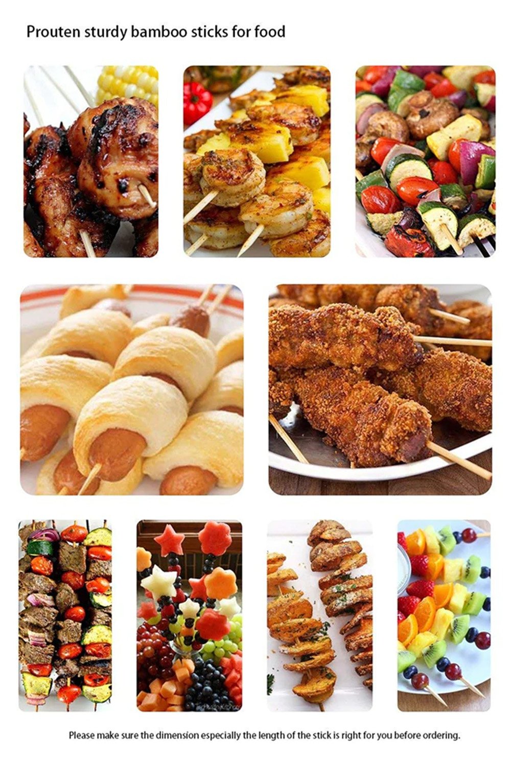 Wukusy natural bamboo wooden skewers for barbecue and grilling, ideal for home kitchen grilling and BBQ cooking.