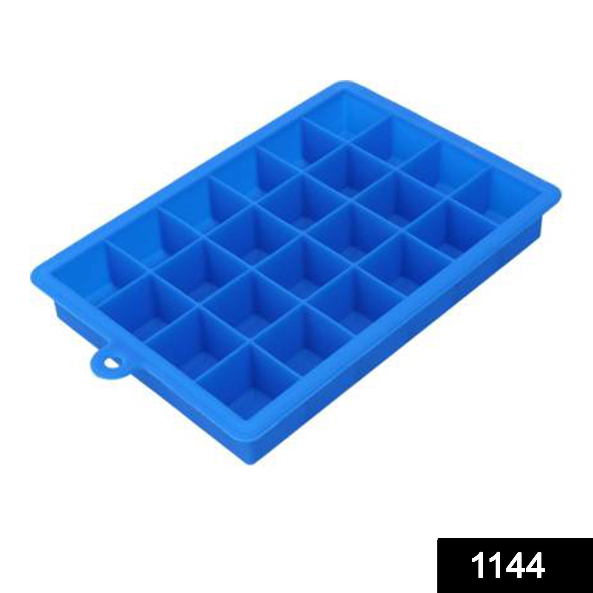 Colorful silicone ice cube tray by Wukusy with 24 cavities for making multiple ice cubes in a home and kitchen setting.