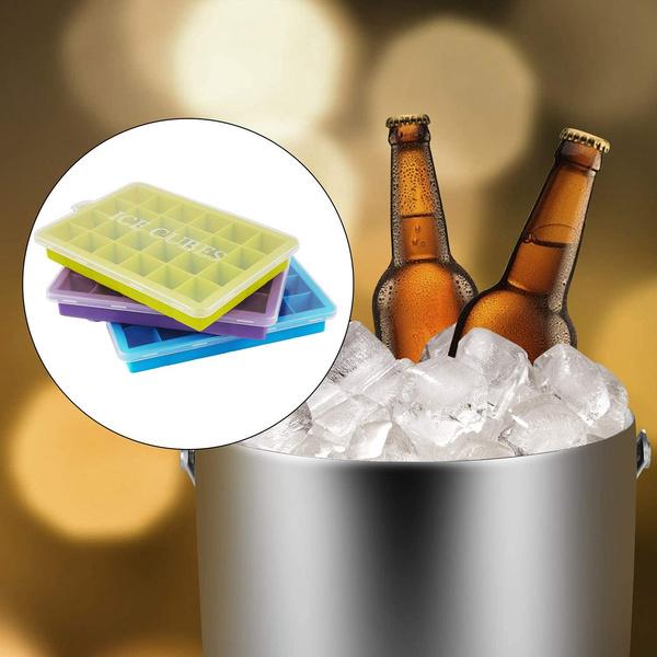 Colorful Wukusy silicone ice cube tray with 24 cavities, perfect for making multiple ice cubes for home and kitchen use.