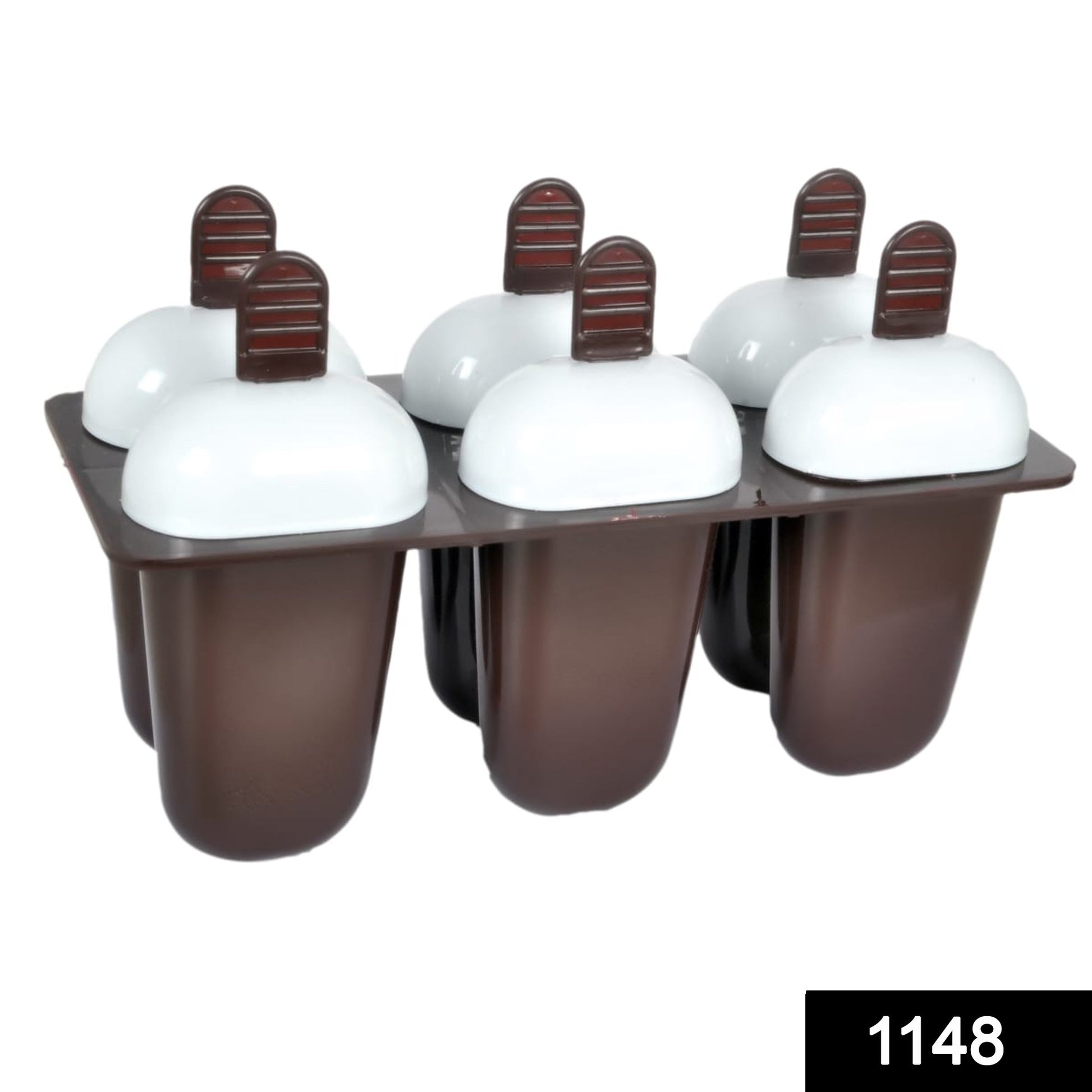Multicolour Wukusy plastic ice candy maker and kulfi moulds set with 6 cups for home kitchen use.