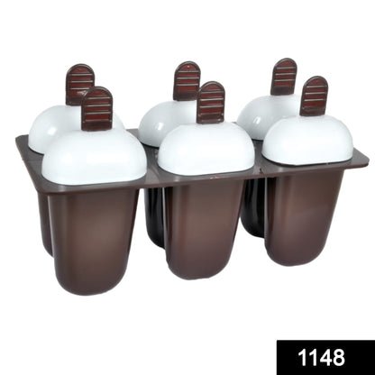 Multicolour Wukusy plastic ice candy maker and kulfi moulds set with 6 cups for home kitchen use.