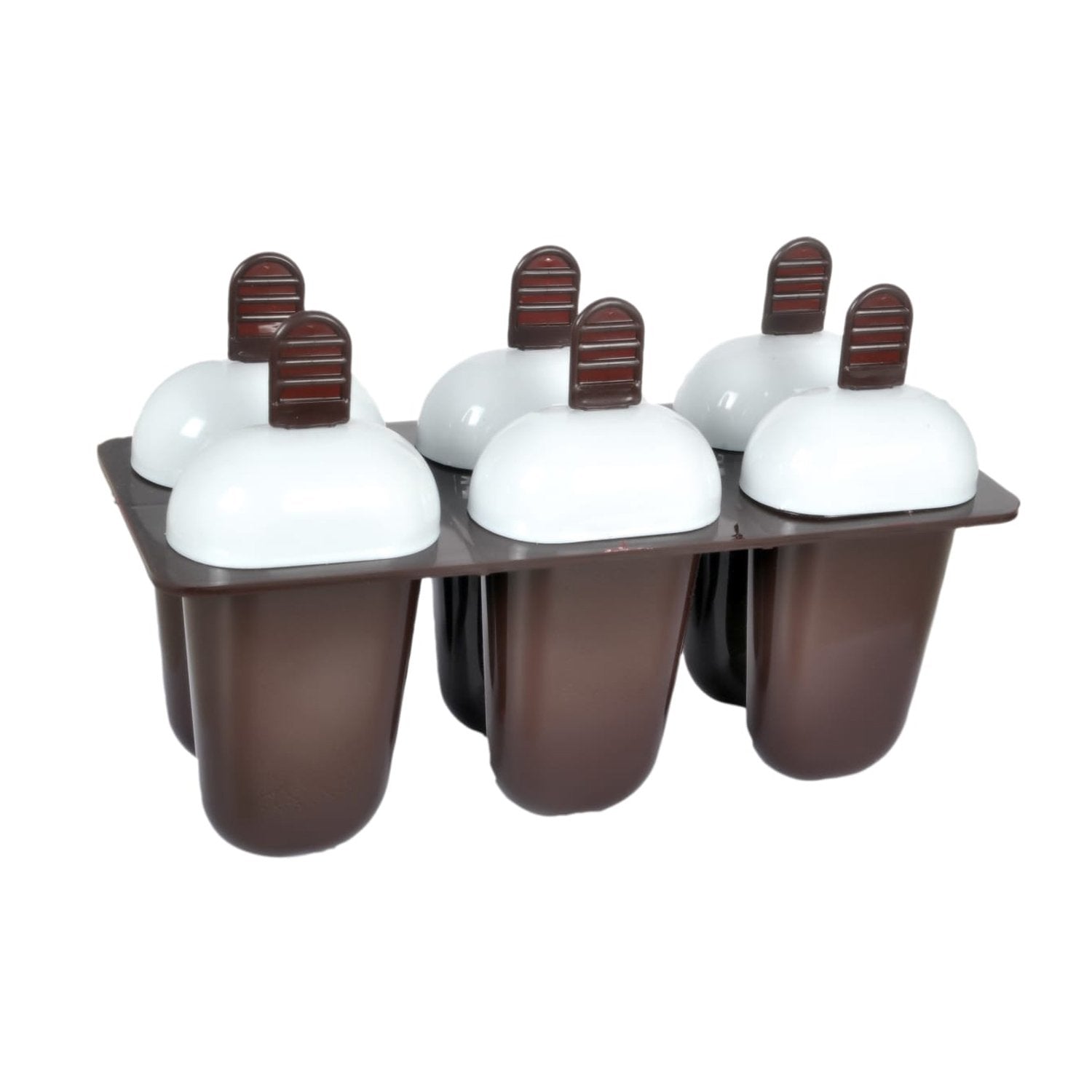 Wukusy plastic ice candy maker and kulfi moulds set with six multicolour cups for home kitchen use.