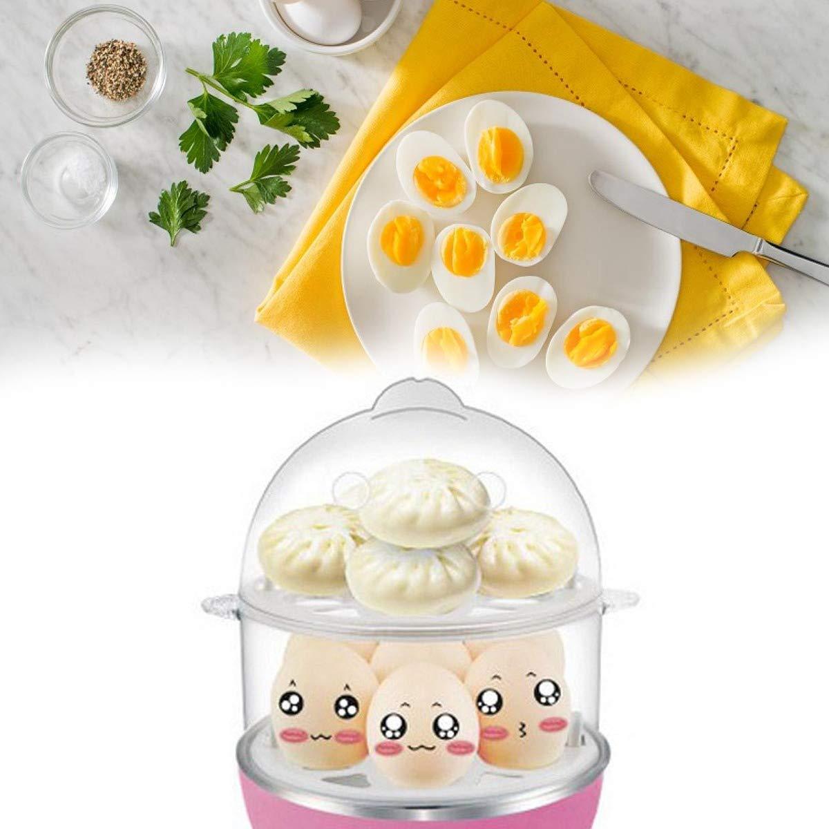 Wukusy 2-layer 14-egg cooker and steamer for home kitchen use, featuring multi-function egg boiling and steaming capabilities.