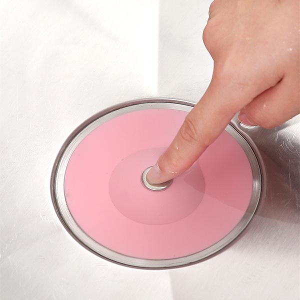 Wukusy 2-in-1 silicone sewer sink sealer cover and drainer in multicolour, for kitchen and bathroom sink drainage.