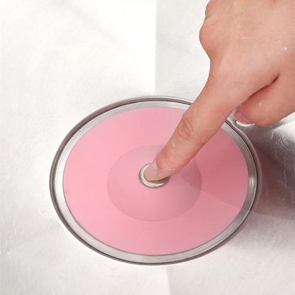 Wukusy 2-in-1 silicone sewer sink sealer cover and drainer in multicolour, for kitchen and bathroom sink drainage.