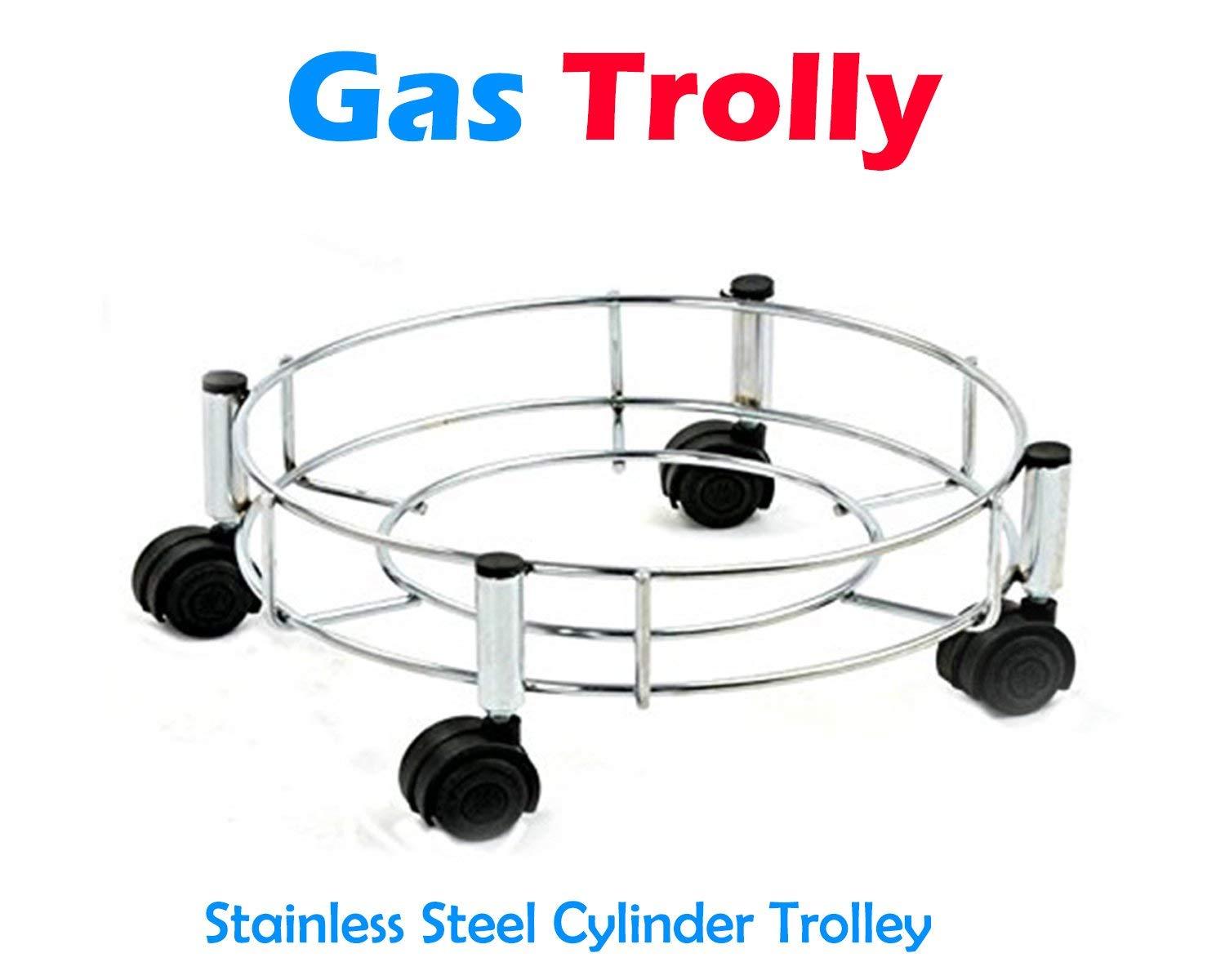 Wukusy 118 stainless steel gas cylinder trolley for home and kitchen use, featuring durable construction and easy maneuverability.