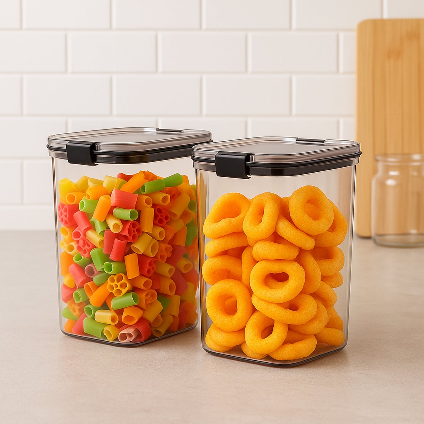 Wukusy 1200 ml airtight lock food storage container set, 2-piece for kitchen organization and freshness.
