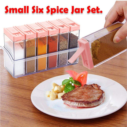 Set of 6 multicolour plastic spice jars from Wukusy, 14x22x8cm, ideal for home and kitchen spice storage.