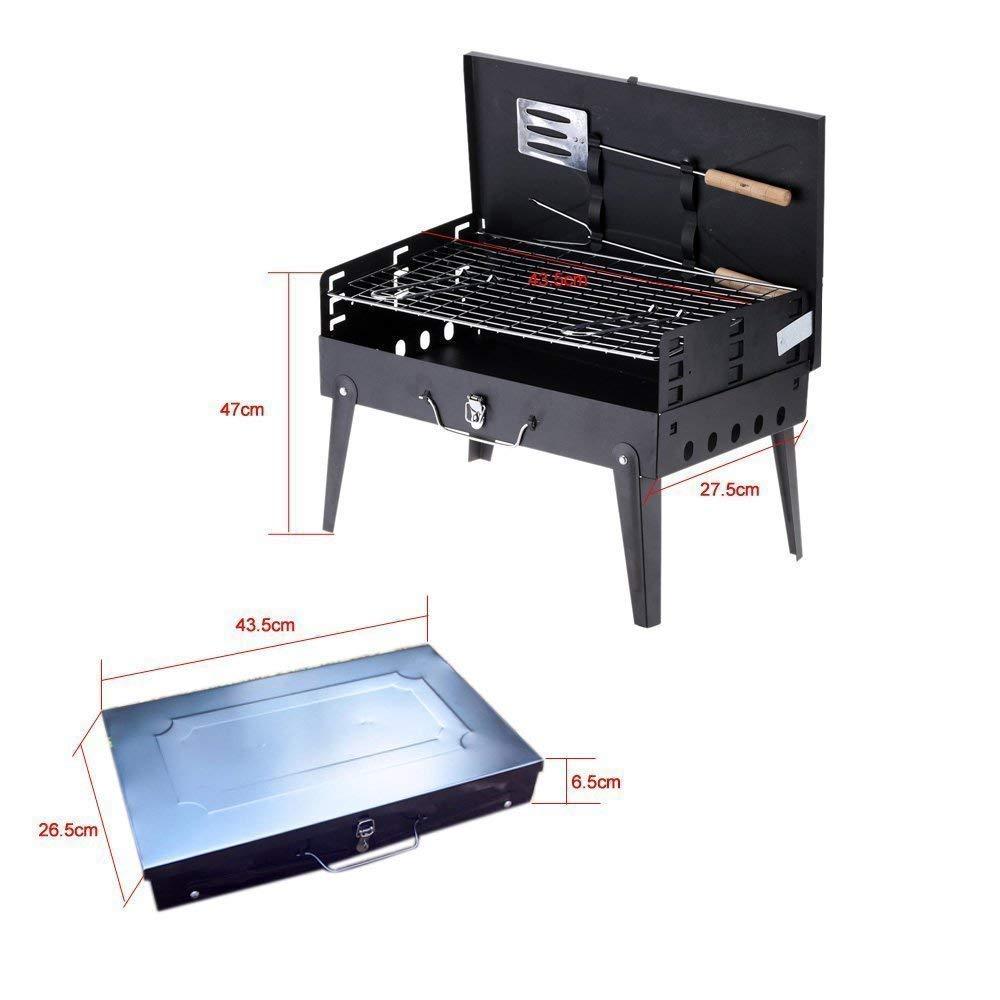 Wukusy 125 Stainless Steel Briefcase Style Barbecue Grill Toaster in medium black, designed for home and kitchen use.