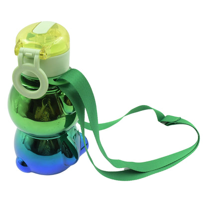 Wukusy plastic water bottle for kids with straw, adjustable shoulder strap, colorful stickers, portable drinking cup, home & kitchen use