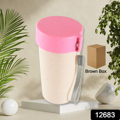 Wukusy 300ml travel coffee cup with lid, portable water bottle, wheat straw mug for coffee and tea, suitable for home and travel.