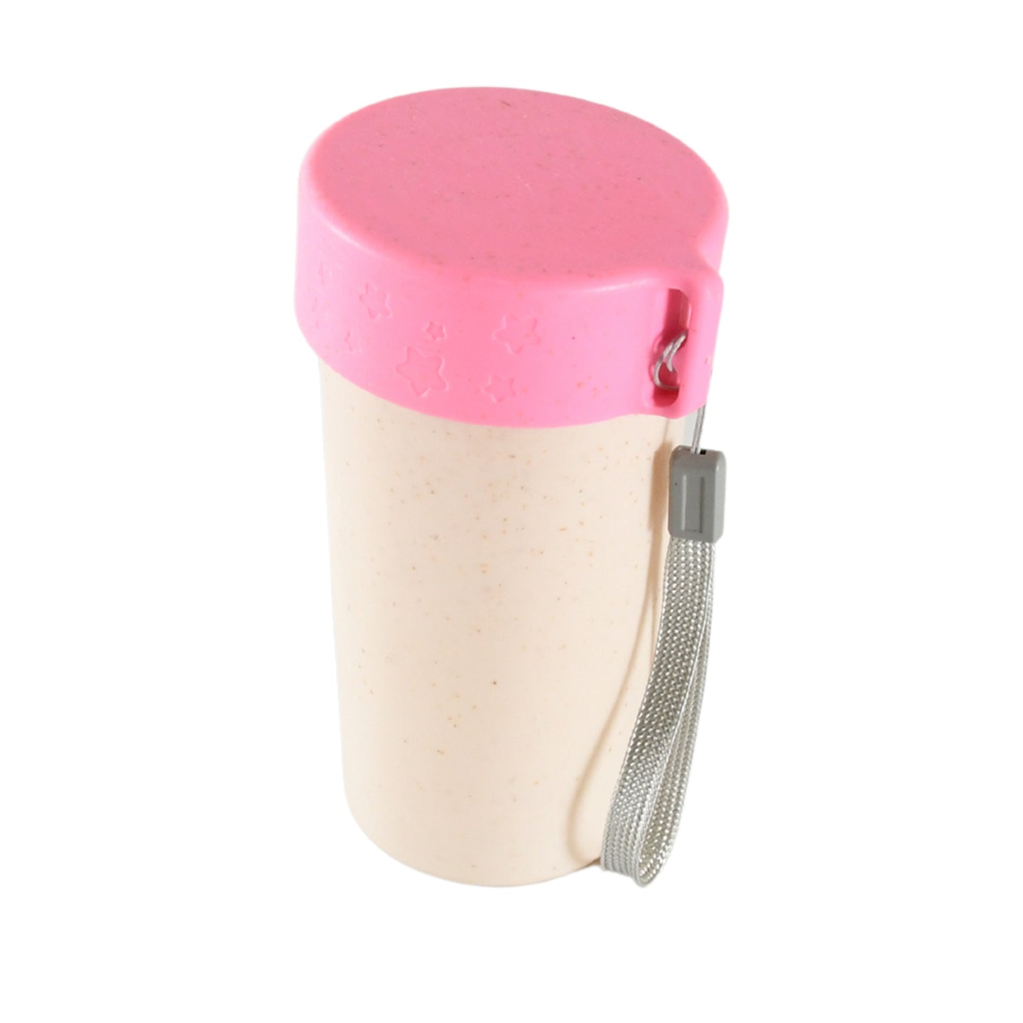 Wukusy 300ml travel coffee cup with lid, portable water bottle, wheat straw material, ideal for coffee and tea on the go.