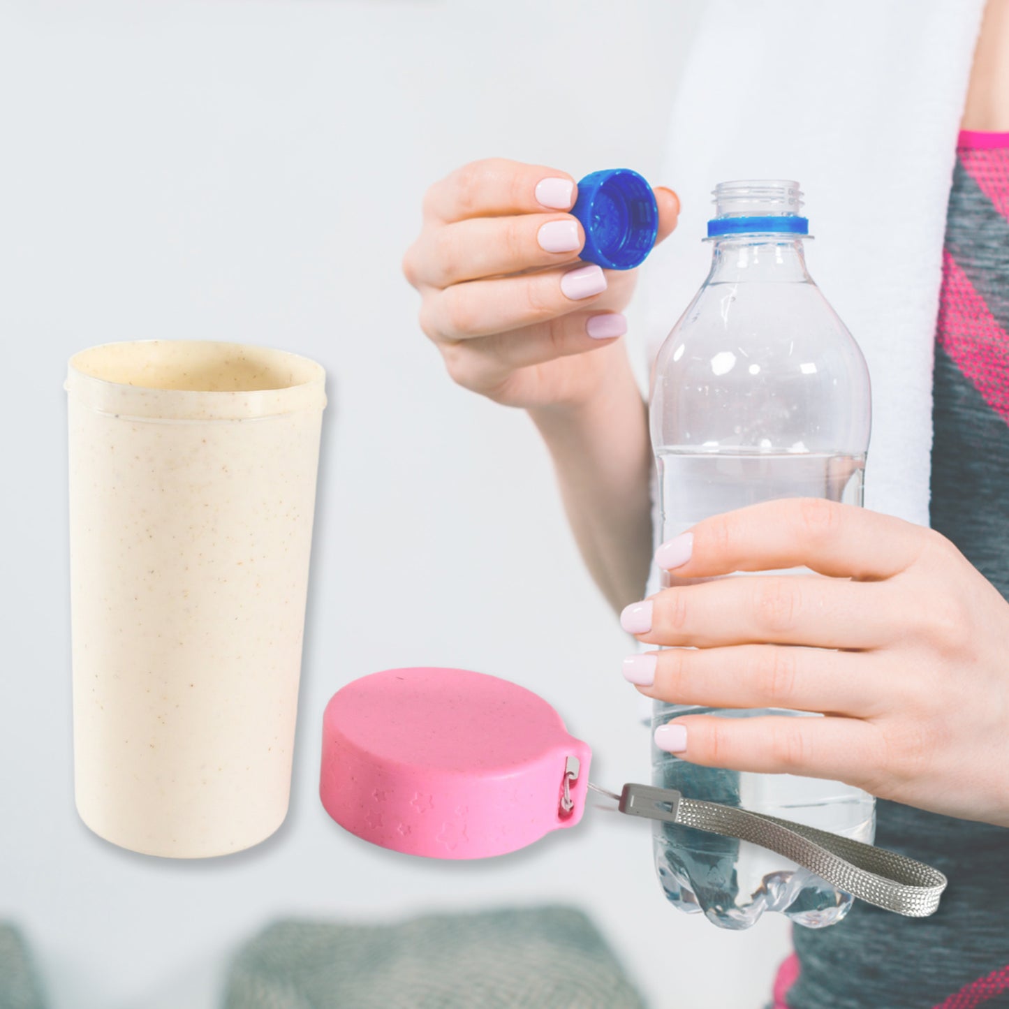 Wukusy 300ml travel coffee cup with lid, wheat straw material, portable water bottle for coffee and tea, durable and eco-friendly.
