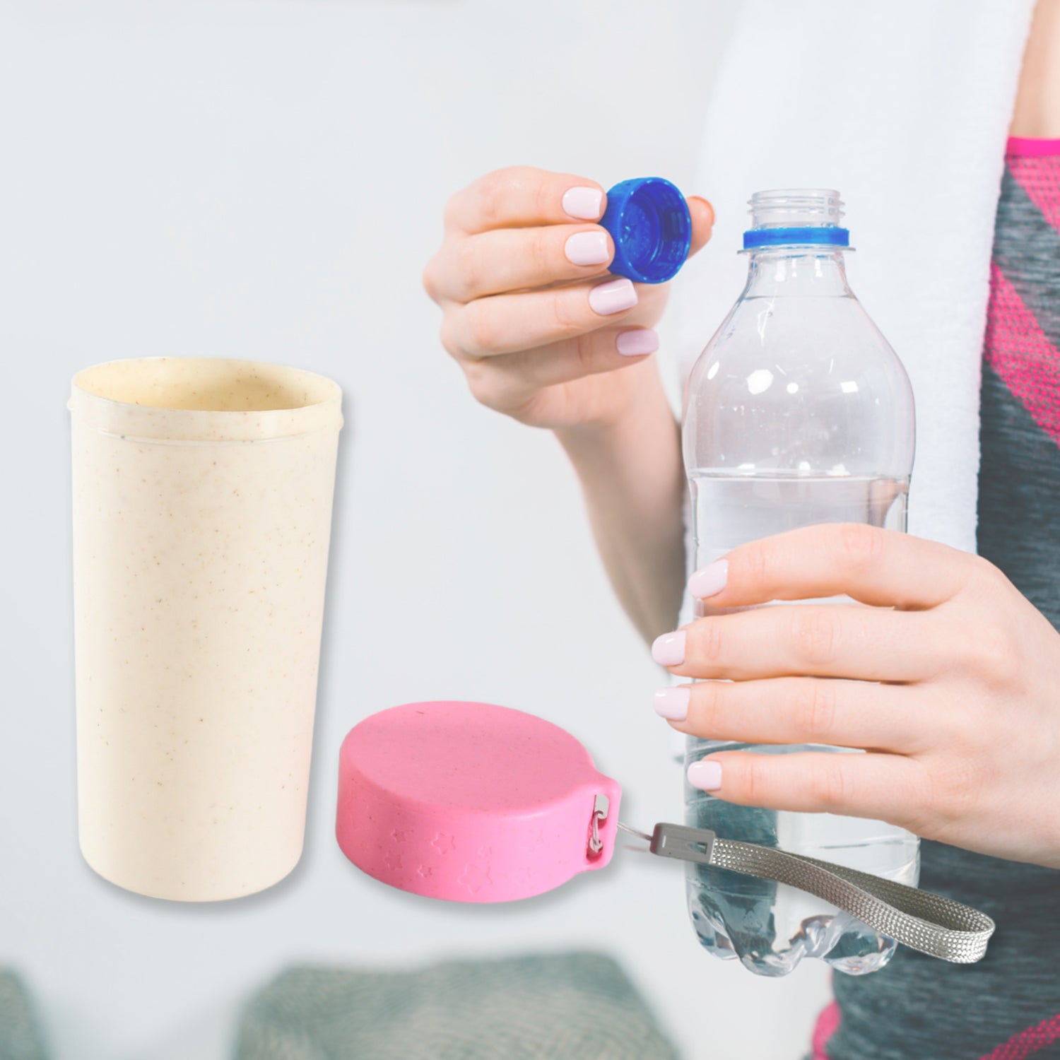 Wukusy 300ml travel coffee cup with lid, wheat straw material, portable water bottle for coffee and tea, durable and eco-friendly.
