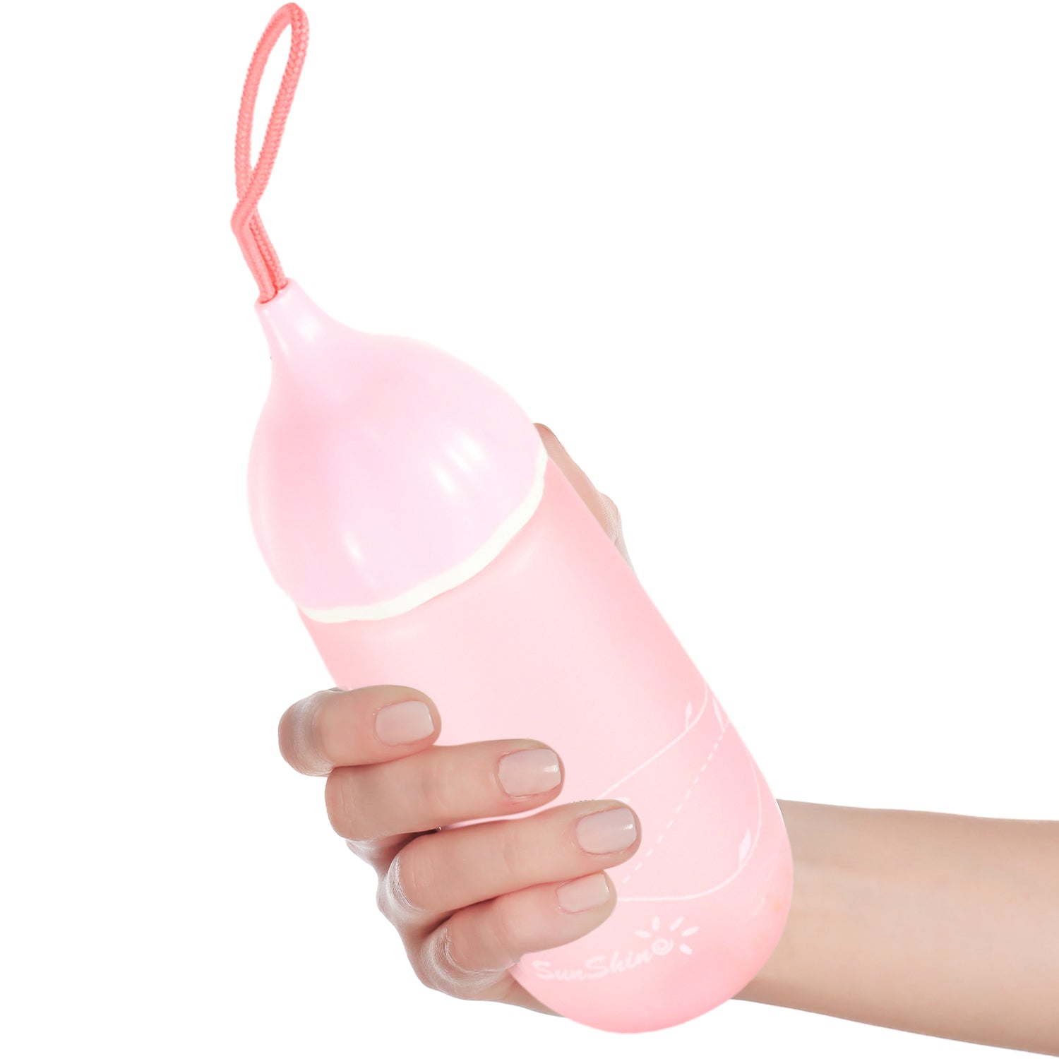 Wukusy 550ml BPA-free plastic water bottle with unique shape, Dori handle, leakproof design, suitable for children at home or school.