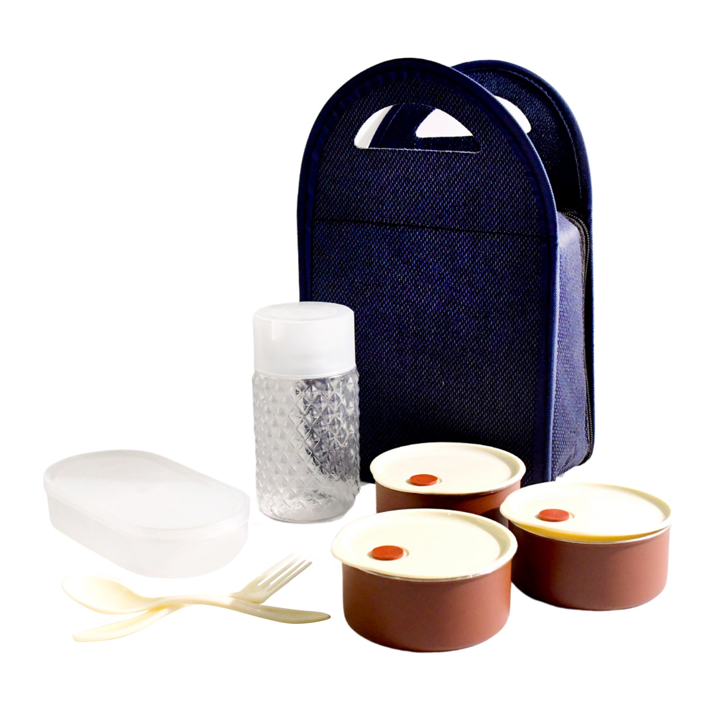 Wukusy 128 Steel Lunch Box Set with four black stainless steel containers for home and kitchen use.