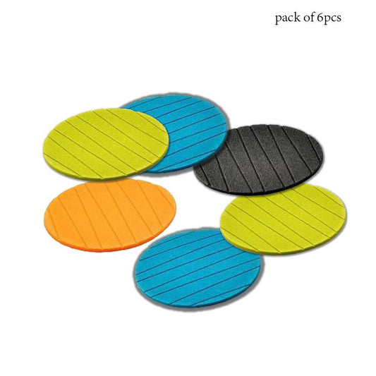 Set of 6 Wukusy round silicone cup coasters, plain and useful for tea, coffee, or wine glasses in home and kitchen settings.