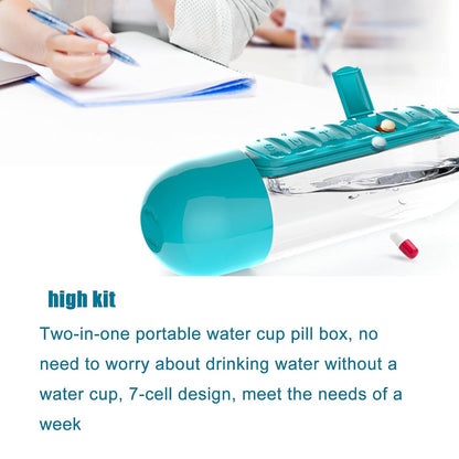 Wukusy 600ml multicolored vitamin water bottle for travel and outdoor use, featuring a pill storage compartment.