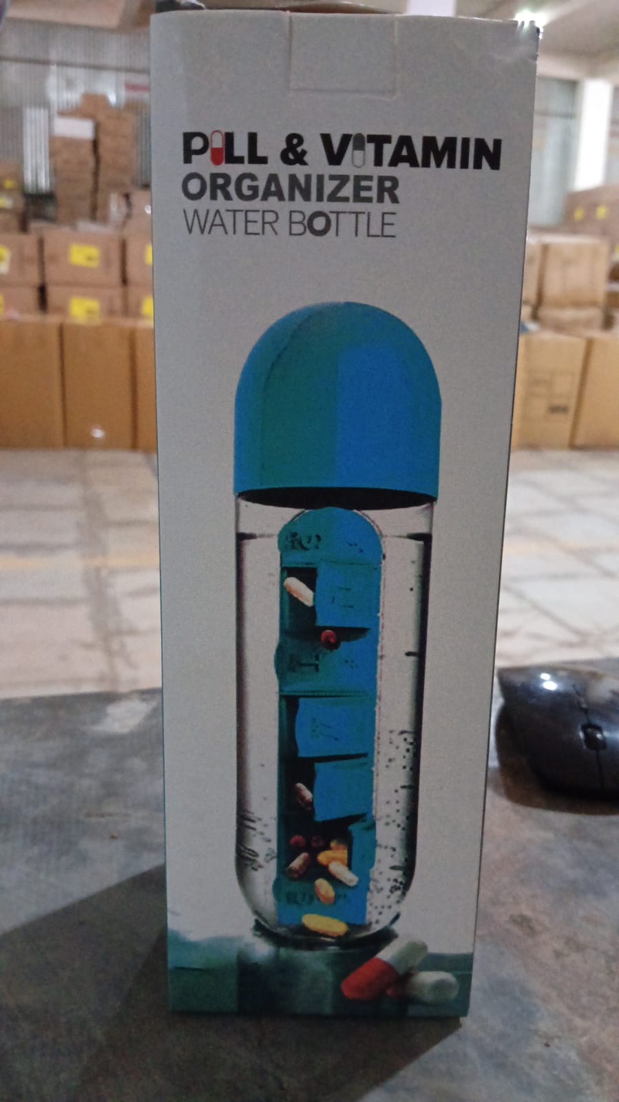 Wukusy 600ml colorful multi-functional water bottle with pill compartment for travel and outdoor use.