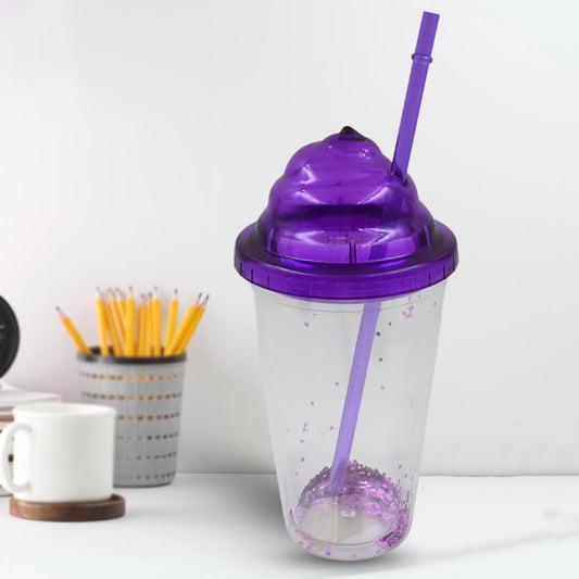 Wukusy reusable plastic cold drink tumbler with lid, straw, double-wall insulation, for tea, coffee, and cold beverages, mix colors.