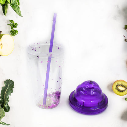 Wukusy reusable plastic cold drink tumbler with lid and straw, double-wall design, perfect for tea, coffee, and travel use in mixed colors.